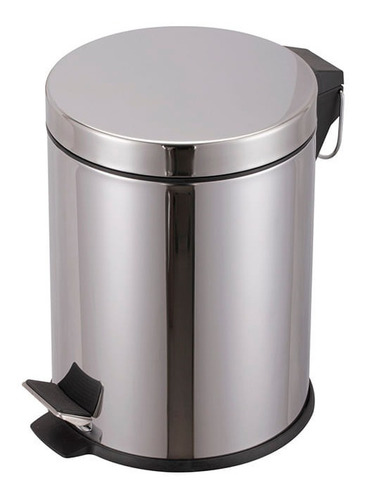 Set Cesto Tacho Residuos 3 Lts + Escobilla De Baño Color Plata