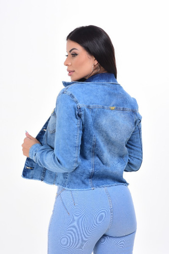 Imagem 5 de 8 de Jaqueta Feminina Jeans Escura