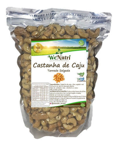 Castanha De Caju Torrada Com Sal W1 Wenutri  Vácuo 500g