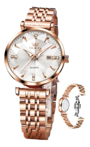Reloj Dama Elegante Safiro Diamante Calidad Oro Con Caja Reg