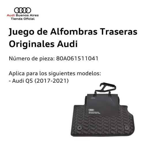 Juego De Alfombras Traseras Audi Q5 2017 Al 2021