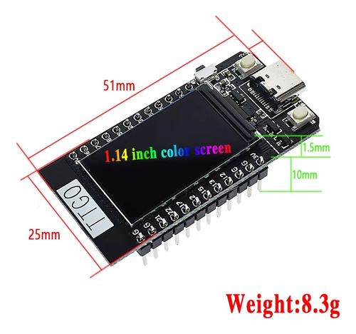 Módulo Esp32 T-display Ttgo Lcd 1.14 Placa Desenvolvimento