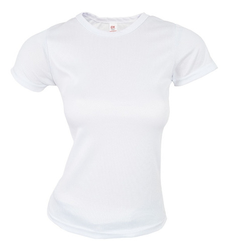 Playera Para Sublimar Deportiva Blanca Mujer Cuello Redondo