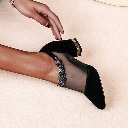 Zapatos De Mujer De Boca De Pescado Tacón Grueso Tacón Alto