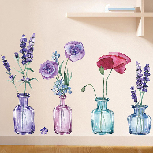 . Adhesivo De Pared Con Diseño De Florero, Versátil,