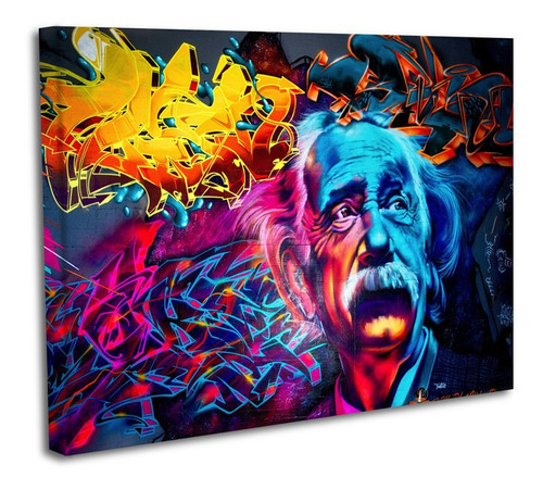 Cuadro Lienzo Canvas 60x80cm Grafiti Albert Einstein Moderno