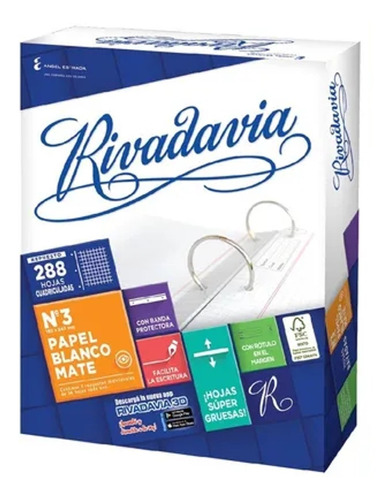 Repuesto Rivadavia 288 Hojas N 3 Ray/cuadri Banda Protectora