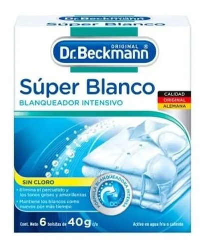 Blanqueador Ropa Dr. Beckmann Súper Blanco 6 Bolsas 40g C/u