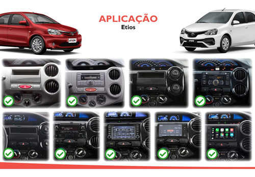 Imagem 3 de 8 de Moldura Painel 2 Din Multimidia Dvd Mp5 Etios Corolla 03/08 Sw4 Hilux 05/11 Preto