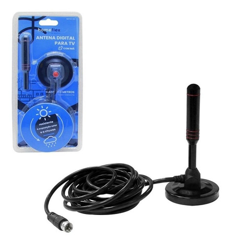 Antena Interna De Tv Digital 3 Metros 4 Em 1 Hdtv Vhf Uhf Fm