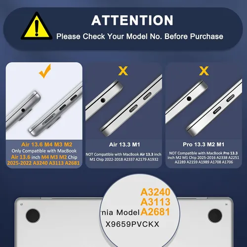 Mosiso Funda Protectora Para Macbook Air 13 M4/m3/a2681