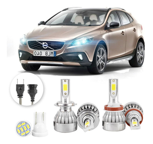 Kit Lampadas Led Volvo V40 Todos H7 H9 20000lm