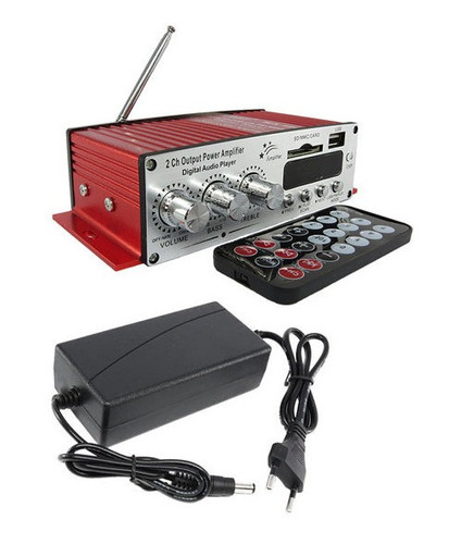 Mini Modulo Amplificador Kinter Ma-120 2 Canais C/ Fonte 12v Vermelho