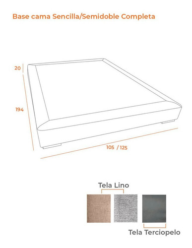 Base box Elite Base de individual color beige en terciopelo / lino