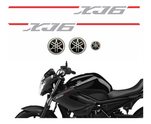 Kit Adesivos Compatível Xj6n 2013 Preta Xj6 F031 Cor PADRÃO