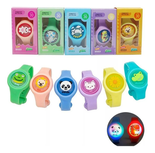 Kit 6 Relógios Repelente Infantil Com Led Anti Mosquitos