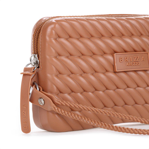 Bolsa Clutch Brizza Arezzo Pequena Feminina Compacta Moderna Cor Nude
