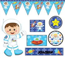 Comprar Kit Imprimible 3x1 Astronauta Nene Celeste Mini Candy Bar