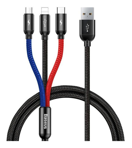 Baseus Cable Compatible iPhone, Tipo C, Y Micro Usb 3 En 1