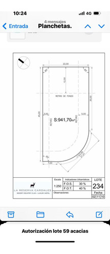 Venta Lote 941mts. - La Reserva Cardales - Campana