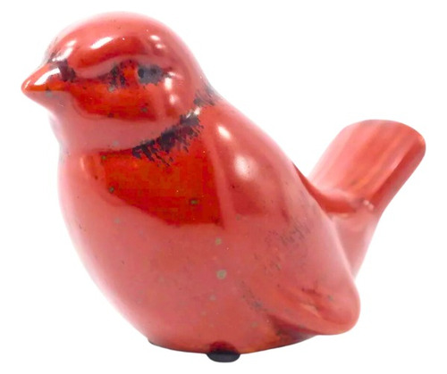 Pássaro Grande Decorativo Em Cerâmica Vermelha