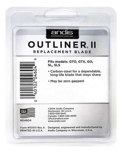 Lâmina De Substituição Andis Outliner Ii 04604 Para Andis Cl