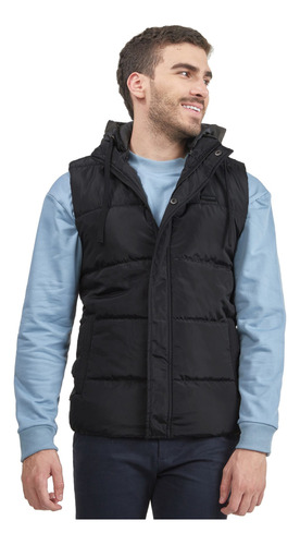 Chaleco Hombre Acolchado Impermeable  Con Capota Urbano 