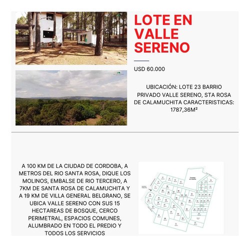 Venta Lote B° Cerrado Valle Sereno-santa Rosa De Calamuchita-prov De Córdoba