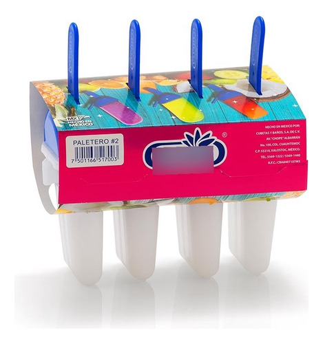 Molde Para Paletas De Hielo Reutilizable 4 Espacios 3 Piezas