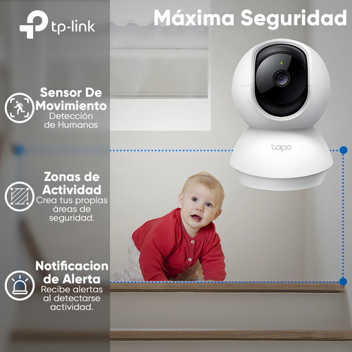 Tp-link & Cronos Kit Cámara De Video Vigilancia 1080p Full Hd Micrófono Modelo Tp-c200c-32 + Micro Sd 32 Gb / Cobertura 360° Con Seguimiento Inteligente Audio Bidireccional Y Modo Privacidad / Cctv