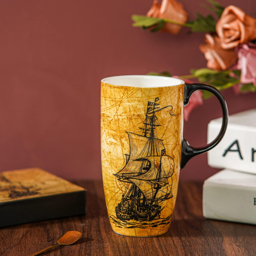 Taza De Viaje De Cerámica De Topador Con Tapa Y Mango - Taza