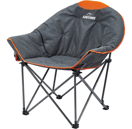 Silla Plegable Acolchada Portatil Para Camping -naranja+gris