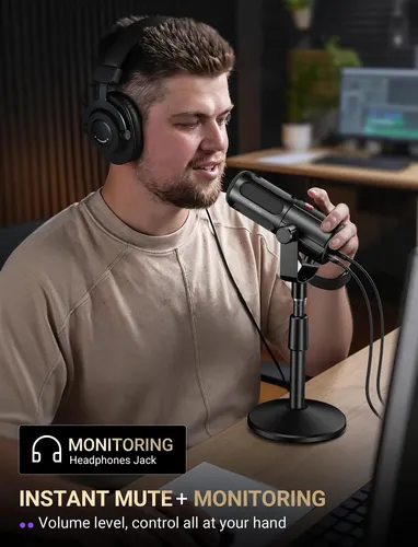 Microfone Dinâmico Fifine Tank6s Podcast Xlr Usb Preto
