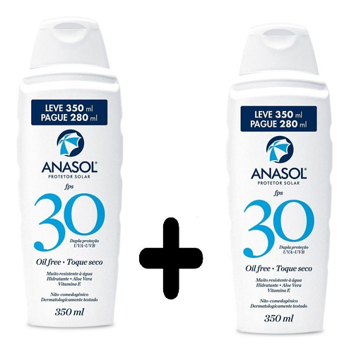 Protetor Solar Fps 30 Anasol Oil Free 350ml Kit C/2 Undades