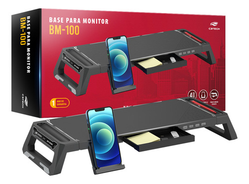 Base Para Monitor Bm-100bk Preto - C3tech