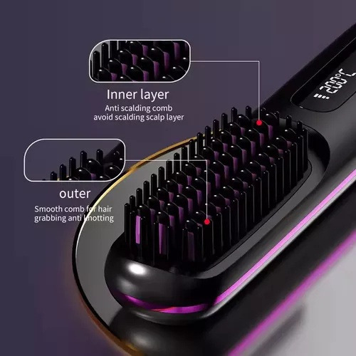 // Usb Escova De Cabelo Pente Sem Fio Fast Heating
