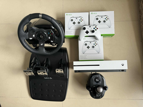 Xbox One S (4 Controles ) -timón,pedales Y Palanca Logitech