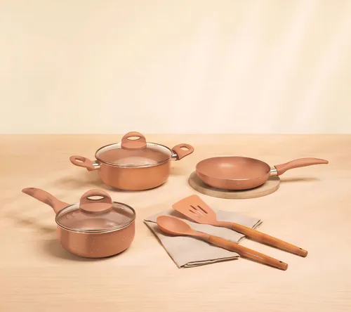 Batería De Cocina Be Home Milen 7 Piezas Color Terracota