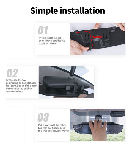 J Espejo Retrovisor Gran Angular Curvo Convexo Con Clip