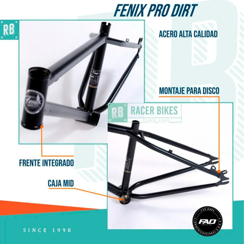 Imagen 2 de 10 de Cuadro Bicicleta Fad Pro Dirt Rod. 26 Acero Disco - Racer