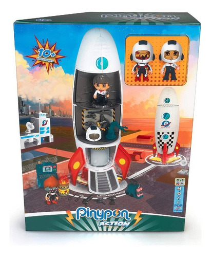 Cohete Espacial 4pisos Pinypon  C/3 Figura Tun Tunishop