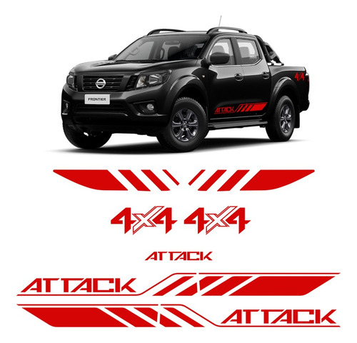 Kit Adesivos Nissan Frontier Attack 4x4 2021/ Vermelho