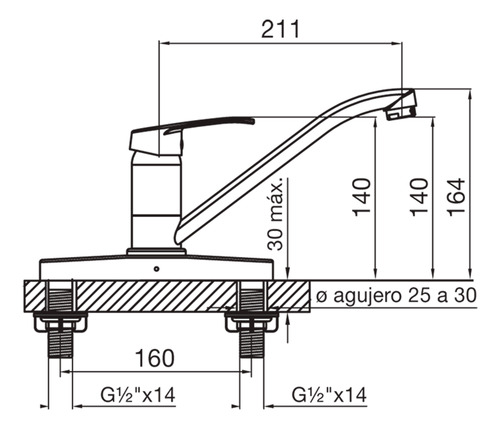 Griferia Cocina Fv 0411.03/b1 Arizona Monocomando Cromo