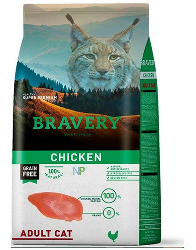 Alimento Gato Adulto Bravery Cat Chicken 7kg. Np