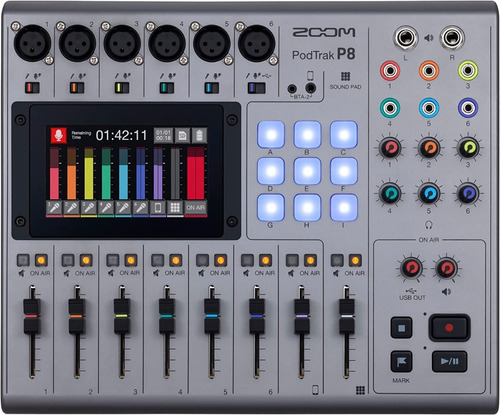 Mixer digital portátil de 8 canais Zoom Podtrak P8