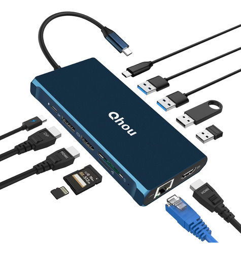 Adaptador Qhou Usb C, Estación De Acoplamiento Usb C, Adapta