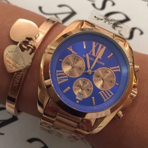 Michael Kors MK5951 Bradshaw Rose Gold Watch - Blue Face Michael Kors Bradshaw Lady main image 4