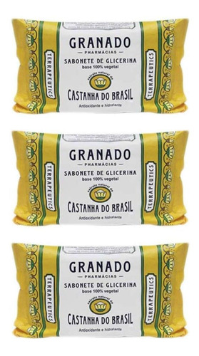 Granado Castanha Sabonete Barra Glicerina 90g (kit C/03)