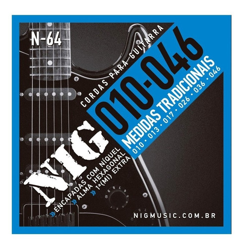 Cordas / Encordoamento Nig N64 Guitarra - .010 - .046