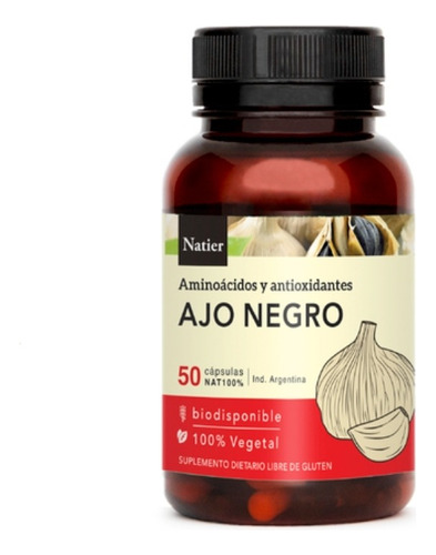Ajo Negro 50 Caps Hipertensión Arterial Antioxidante Natier 